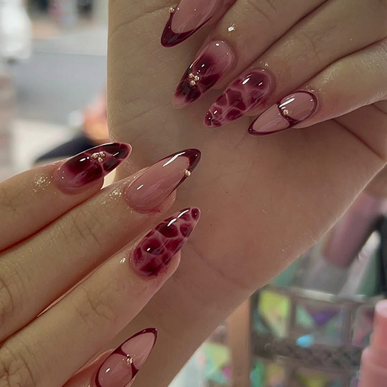 French Wine Red Wear Armor Simple Petal Flower