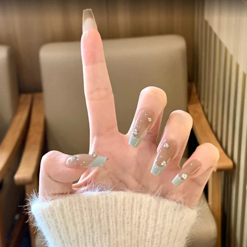 10pcs Handmade Wearable Nails With Tool Kit Cute Sweet Elegant Nail Patch Artificial False Nail Manicure Art Gift Removable