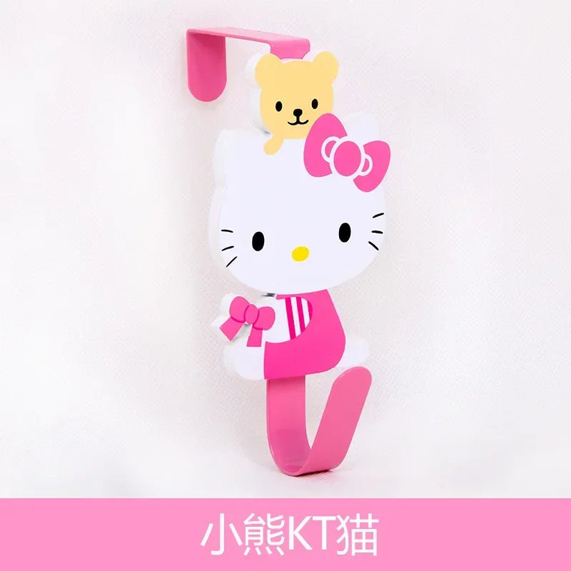 1PCS Woodiness No Punching Required  Anime Hello Kitty Storage Hook Kitchen Organizer Rack Cabinet Door Back Hook Towel Hanger