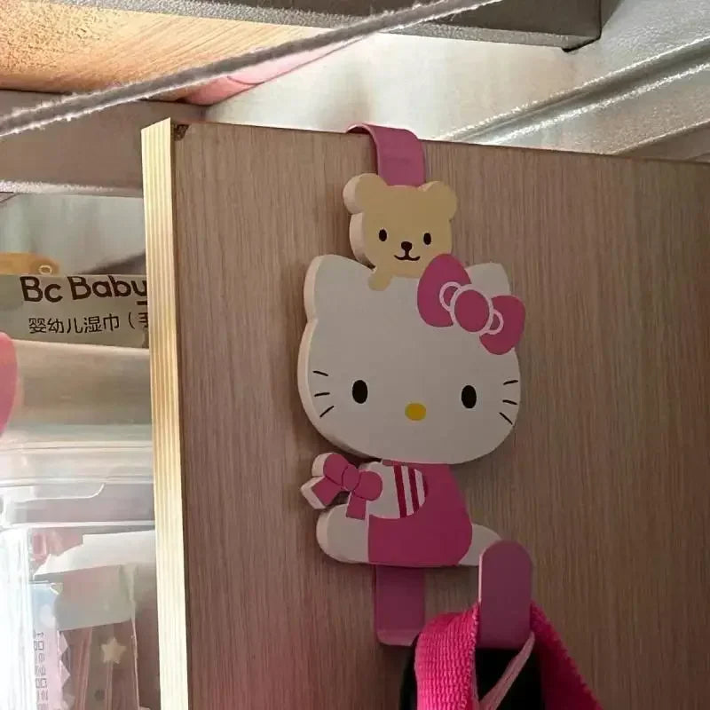 1PCS Woodiness No Punching Required  Anime Hello Kitty Storage Hook Kitchen Organizer Rack Cabinet Door Back Hook Towel Hanger