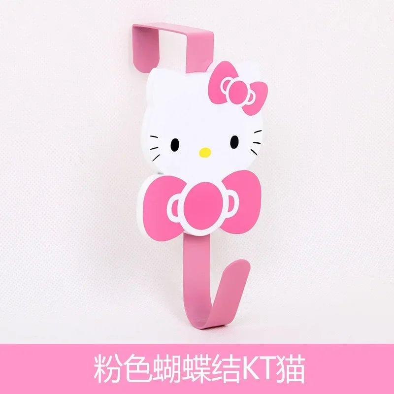 1PCS Woodiness No Punching Required  Anime Hello Kitty Storage Hook Kitchen Organizer Rack Cabinet Door Back Hook Towel Hanger