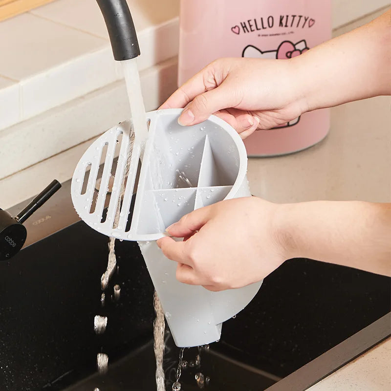 Cartoon Hello kittykuromiCinnamoroll rotary knife holder kitchen countertop multifunctional kitchen knives chopstick storage box