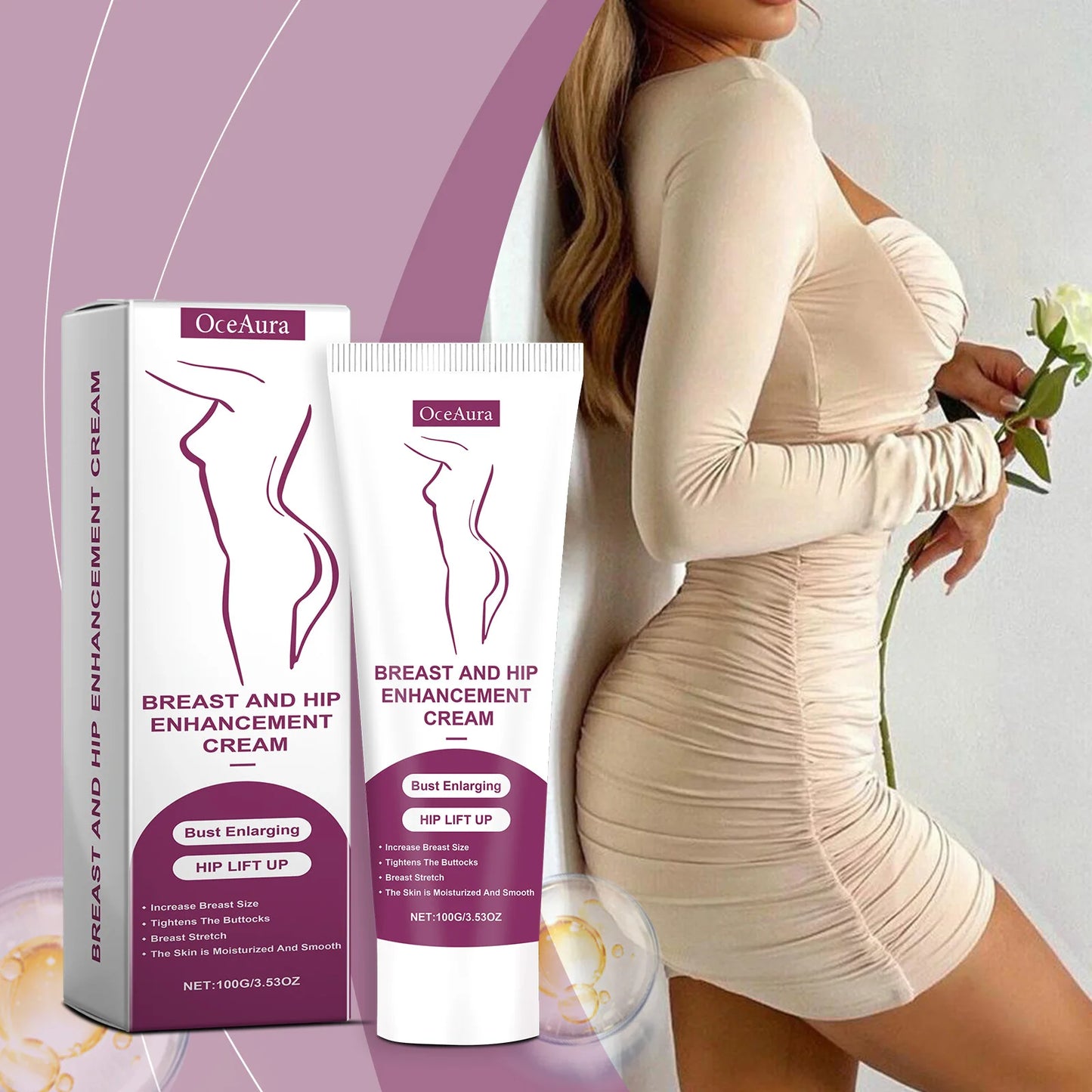 Breast and Hip Enhancement Cream, Daily Buttocks and Chest Care, Moisturizing and Caring, Elastic and Smooth for the Skin