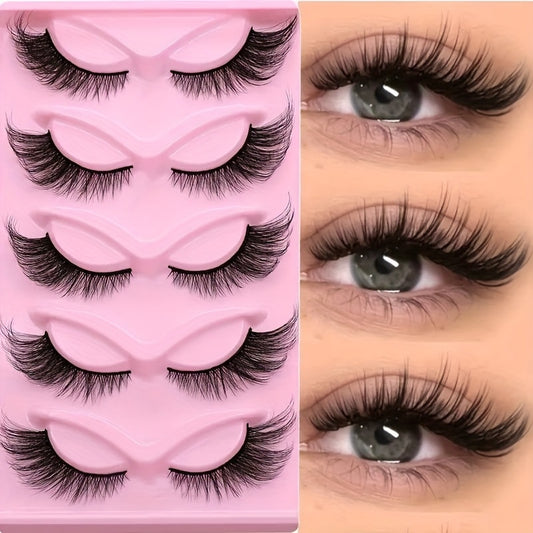 15Pairs Cat Eye Eyelashes 3D Natural False Lashes Fluffy Soft Cross Clear Band Lashes Manga Lashes Wispy Eyelash Makeup