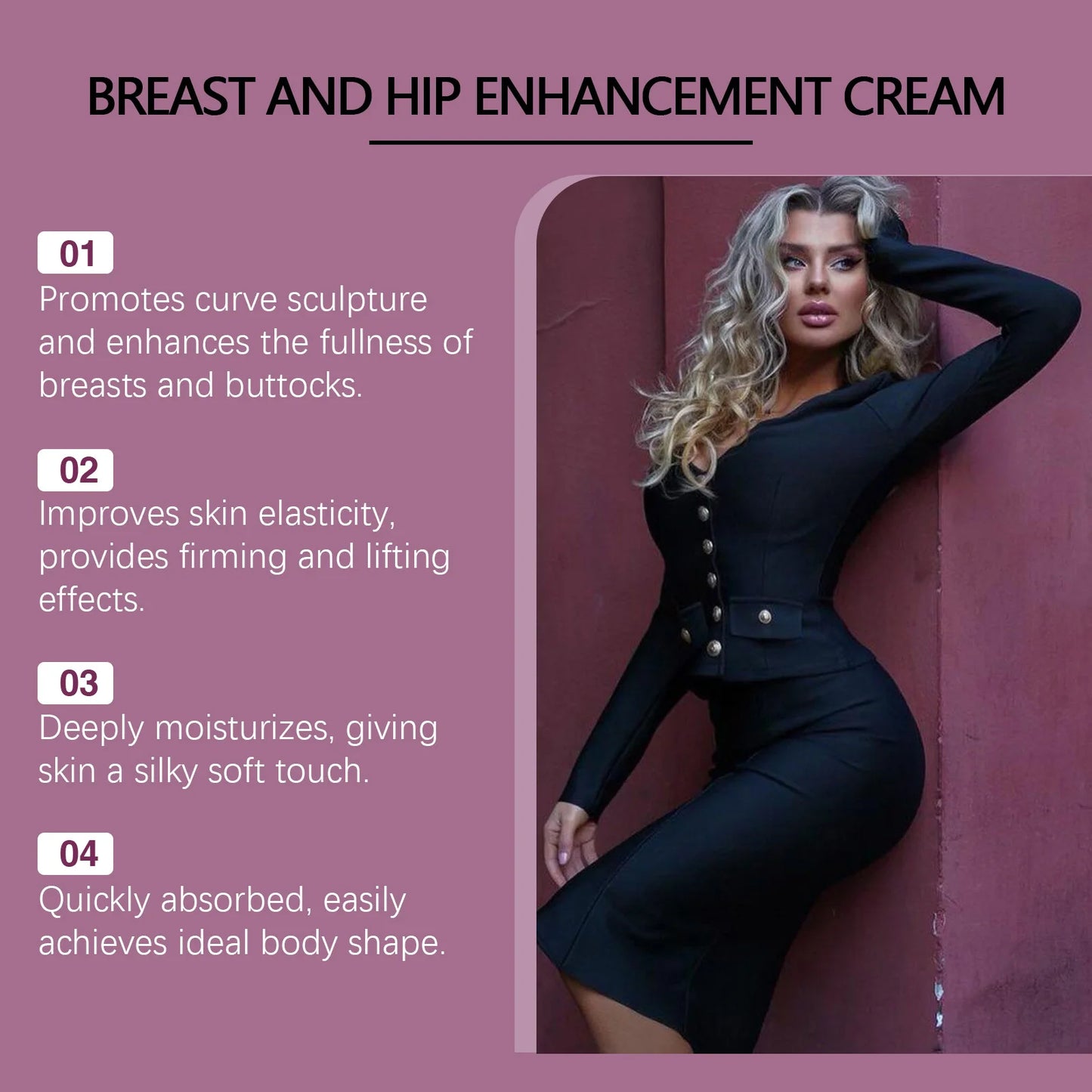 Breast and Hip Enhancement Cream, Daily Buttocks and Chest Care, Moisturizing and Caring, Elastic and Smooth for the Skin