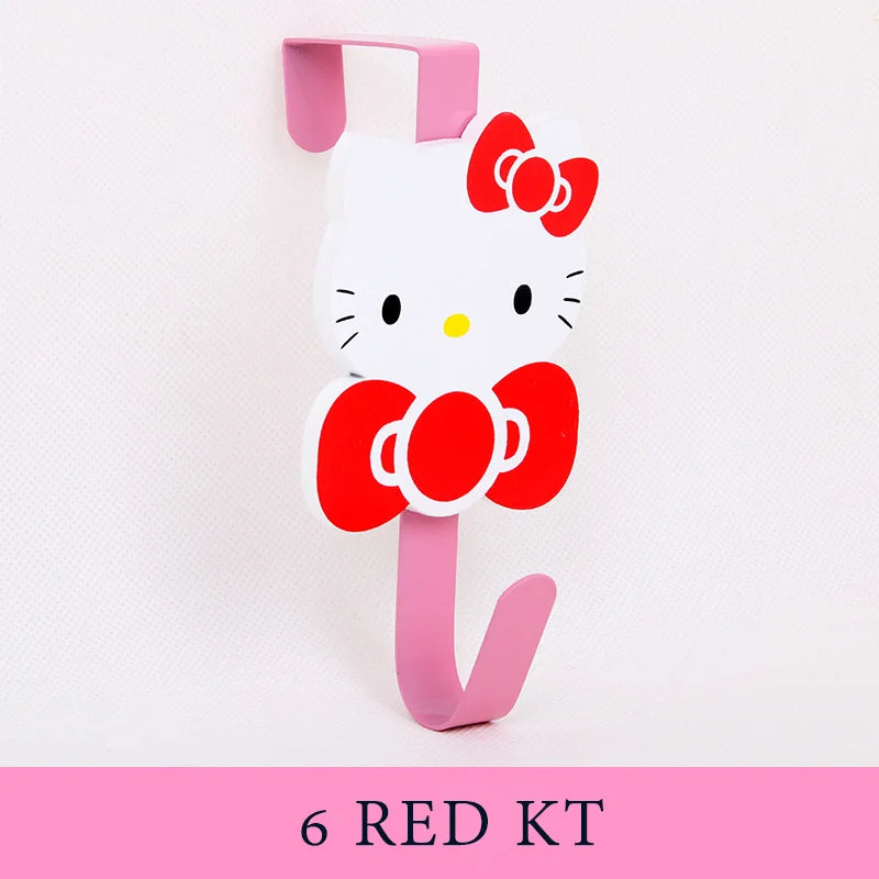 1PCS Woodiness No Punching Required  Anime Hello Kitty Storage Hook Kitchen Organizer Rack Cabinet Door Back Hook Towel Hanger