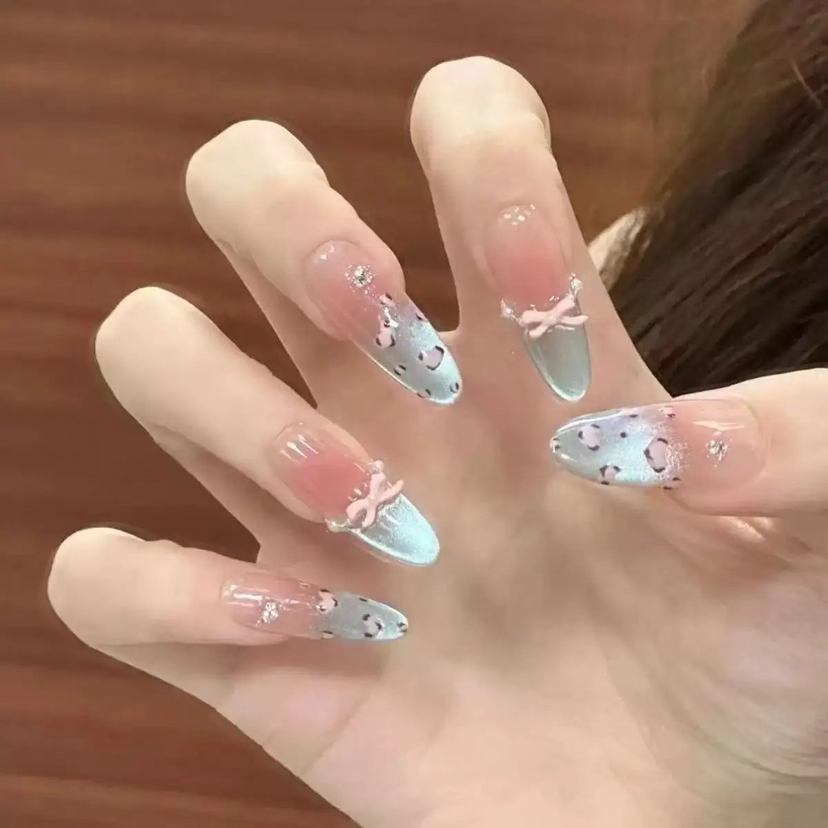 10pcs Handmade Wearable Nails With Tool Kit Cute Sweet Elegant Nail Patch Artificial False Nail Manicure Art Gift Removable