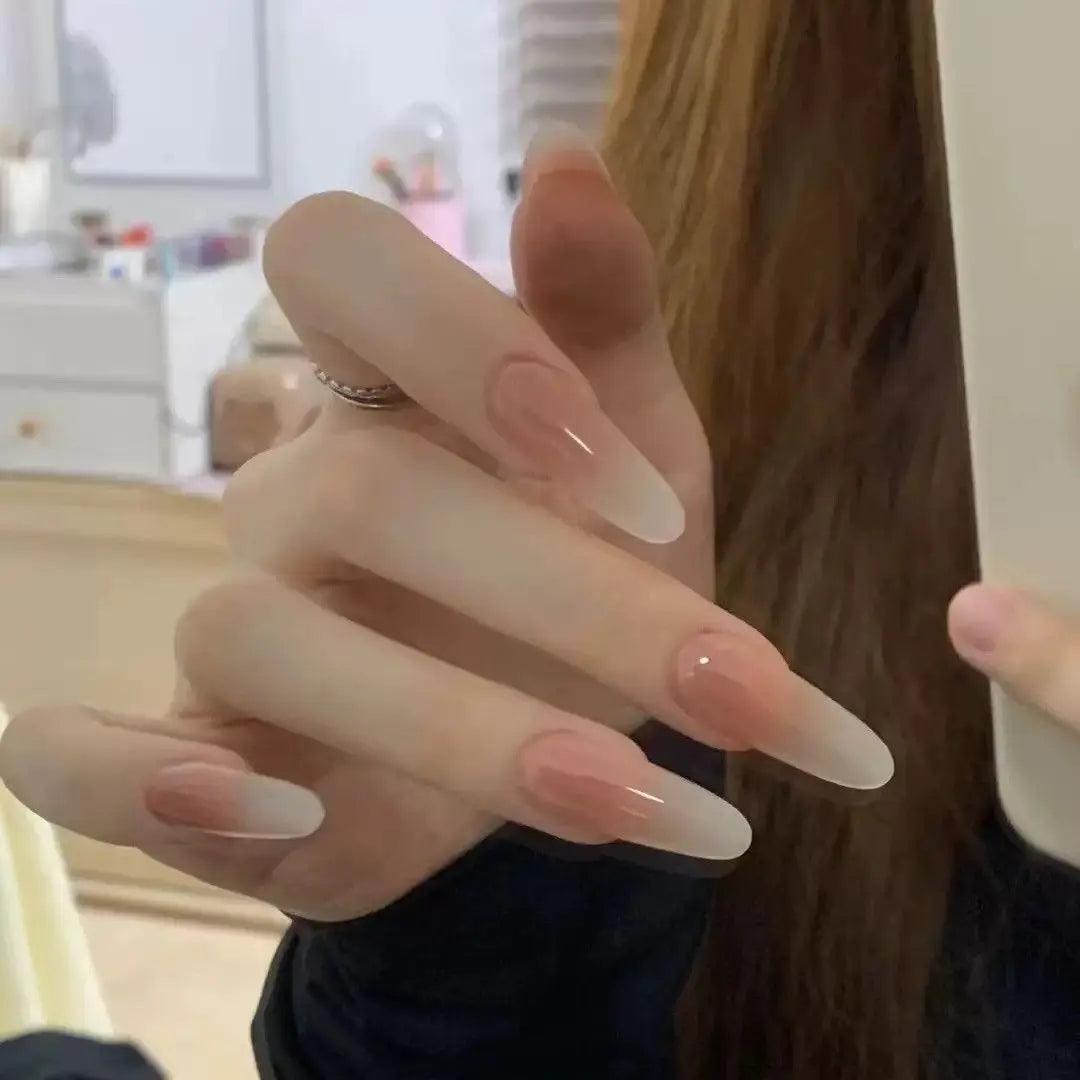 10PCS Handmade Wearable Nails Kit With Adhesive, Dopamine Candy Color Rainbow Removable False Nail, Student Girl Nail Decor Art