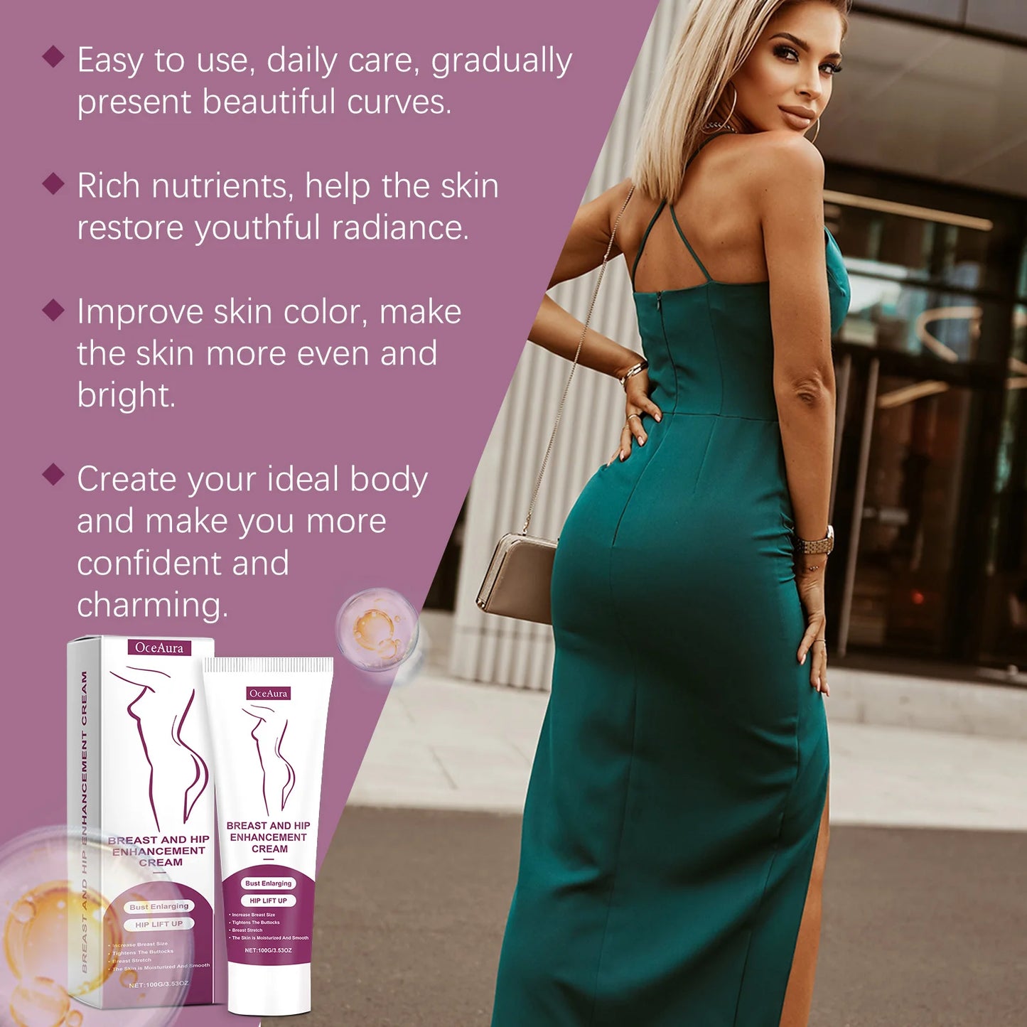 Breast and Hip Enhancement Cream, Daily Buttocks and Chest Care, Moisturizing and Caring, Elastic and Smooth for the Skin